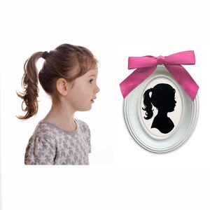 ORNAMENT Custom Hand Cut Silhouette Christmas Ornament in mini Oval WHITE 2x3” Frame