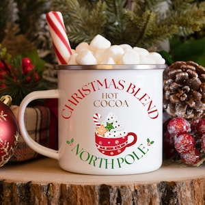 North Pole Hot Cocoa Mug, Festive Christmas Blend Mug, Holiday Drinkware, Hot Chocolate Mug for Kids, Gift for Coffee Lover, Hot Cocoa Mug