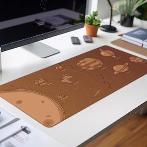 Sonnensystem-Karte Mauspad, ästhetische Schreibtischmatte, niedliches und funktionales Computerzubehör, Größe - 31 "x 15,5"