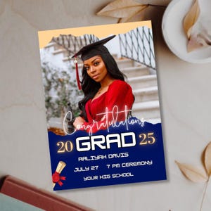 Graduation Announcement 2025: Editable Canva Template (Digital Download)