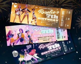 Kpop Demon Hunter Birthday Ticket Invitation Editable Canva Template Digital Download