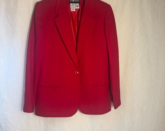 Sag Harbor Blazer Women 8 Red 100% Pure New Wool Single Button F23000