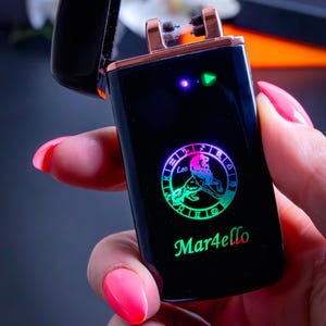Personalized Laser Engraved Electric Lighter Custom USB Rechargeable Windproof Flameless Double Arc Cross Customized Lighter Plasma