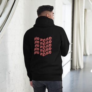 No Fear Hoodie | Motivational Streetwear Pullover | Mens Graphic Hoodie | Inspirational Back Print Sweatshirt | Fearless Apparel