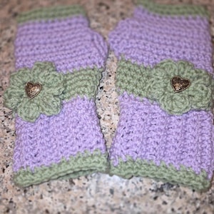 Crocheted Fingerless Gloves: Purple Sage Boho Acrylic Mittens Ready To Ship