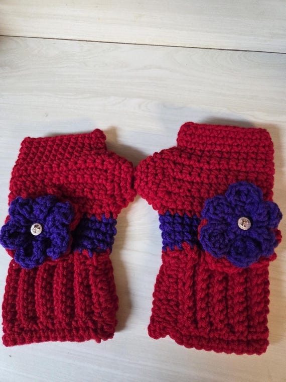 BOHO Style Red and Purple Handmade Hat Cap and Matching  display picture 2