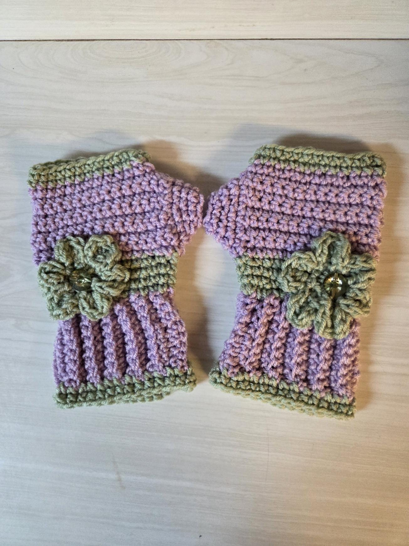Handmade Crocheted Purple/sage Green Cap Hat and Matching  display picture 1