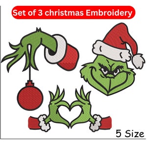 Christmas embroidery bundle | Grinch - Machine Embroidery Design | the grinch christmas machine embroidery files 4x4