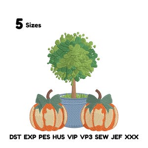 Pumpkin Topiary Embroidery Design Fall Embroidery Design Chinoiserie Topiary Pumpkin embroidery Halloween embroidery autumn embroidery