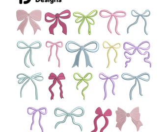SET OF Bow Embroidery Designs Classic Bow Embroidery design Cute mega Embroidered Bow bundle - Ribbon Tie Bow Designs Simple bow embroidery