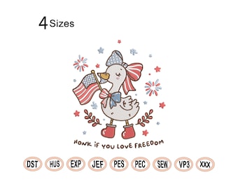 Souvenir Gans Stickmuster Amerikanische Flagge für Fourth ofwitzy Honk Wenn du Freiheit liebst Stickmuster 4th Of Juli Stickdatei