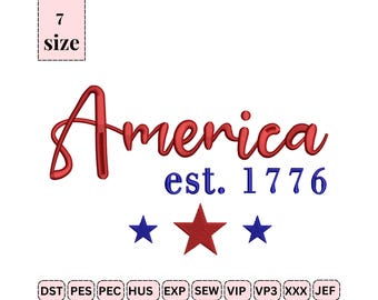Diseños de bordado vintage de América, diseño de bordado patriótico para el 4 de julio, diseños de bordado de EE. UU. Coquette America diseño de bordado,