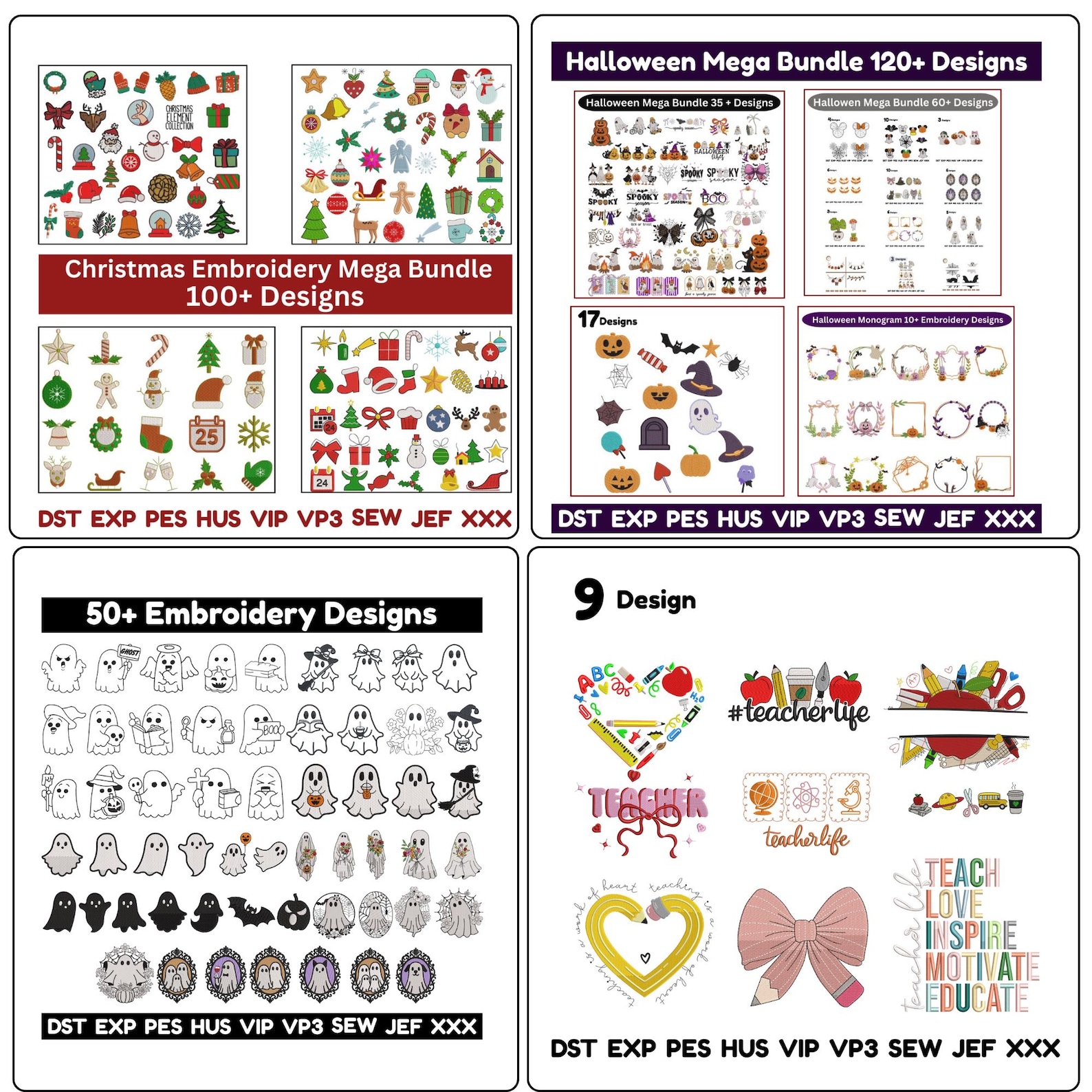 500+ Designs Mega Bundle Machine Embroidery Files Ultimate Embroidery ...