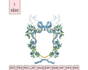 Motif de broderie grand millénaire écusson colibri preppy, motifs de broderie numériques, téléchargement immédiat, broderie écusson arc coquette