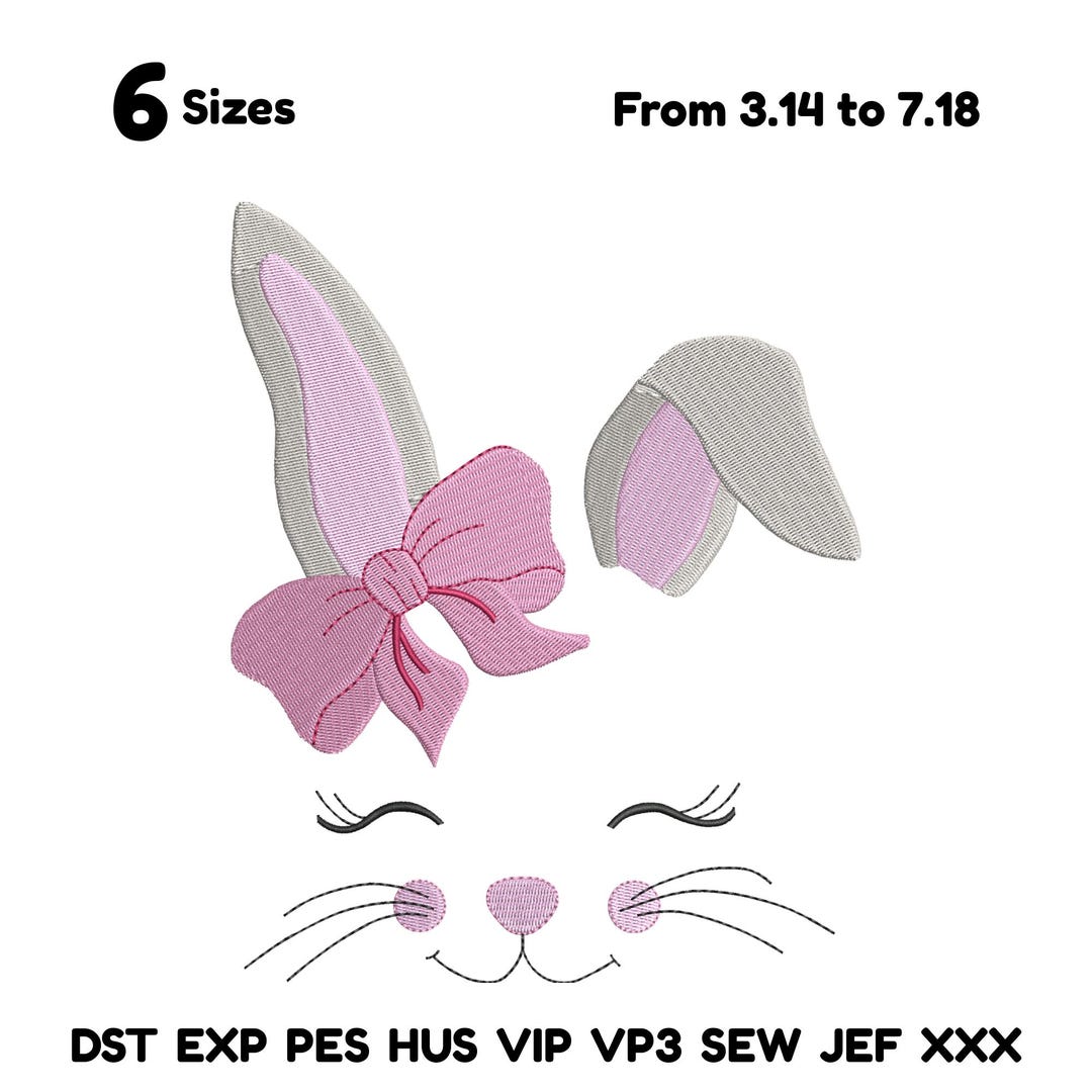Bunny Girl Face Embroidery Design Girl Easter Bunny Face Embroidery ...