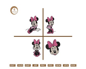 Minnie Mouse Embroidery Design Mouse Machine Embroidery Design, Boy Mouse Embroidery Girl Mouse Embroidery Cartoon embroidery pattern