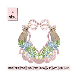 Dog Wreath Crest Frame Embroidery Baby Banner Crest Frame Embroidery Dog Crest Frame Embroidery Banner Frame Boykin Spaniel Dog Crest emb