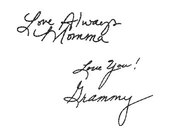 Amo a mamãe e a vovó.