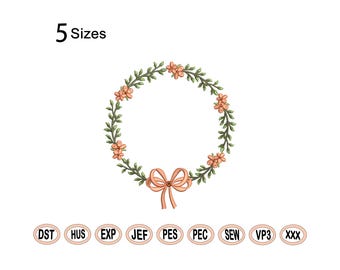 Flower Frame Embroidery Designs-Flower monogram Embroidery Pattern-Flower Wreath Embroidery File Flowers Frame Machine Embroidery Design