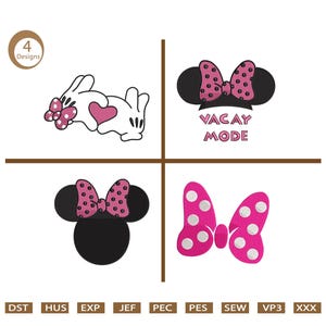 Boy Mouse Embroidery Girl Mouse Embroidery Cartoon embroidery pattern Minnie Mouse Embroidery Design Mouse Machine Embroidery Design,