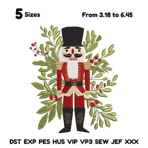 Nutcracker and Winter Branches Embroidery Design The Nutcracker Machine Embroidery Design Christmas Embroidery Festival Embroidery Design