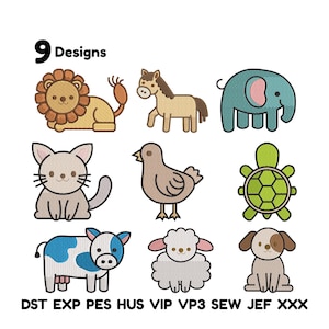 Mini Farm Animals Embroidery Design Cute Farm Machine Embroidery Designs Set Mini Animals Embroidery Mini Baby Animals Farmhouse emb Bundle