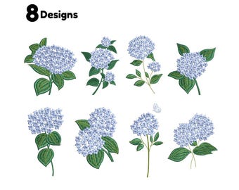 Mini Tiny Blue Hydrangea Machine Embroidery Flower Bundle Mini Hampton Style Flower Perfect for Mother Day or Easter Digital Pattern