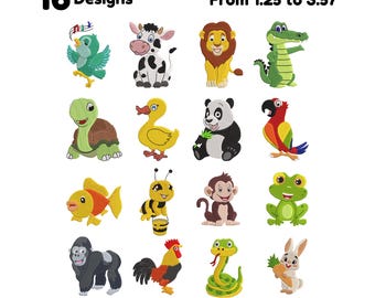 Animals Embroidery Bundle Zoo Animal Machine Embroidery Cute Baby Jungle Animals Embroidery Baby Embroidery Forest Animal embroidery