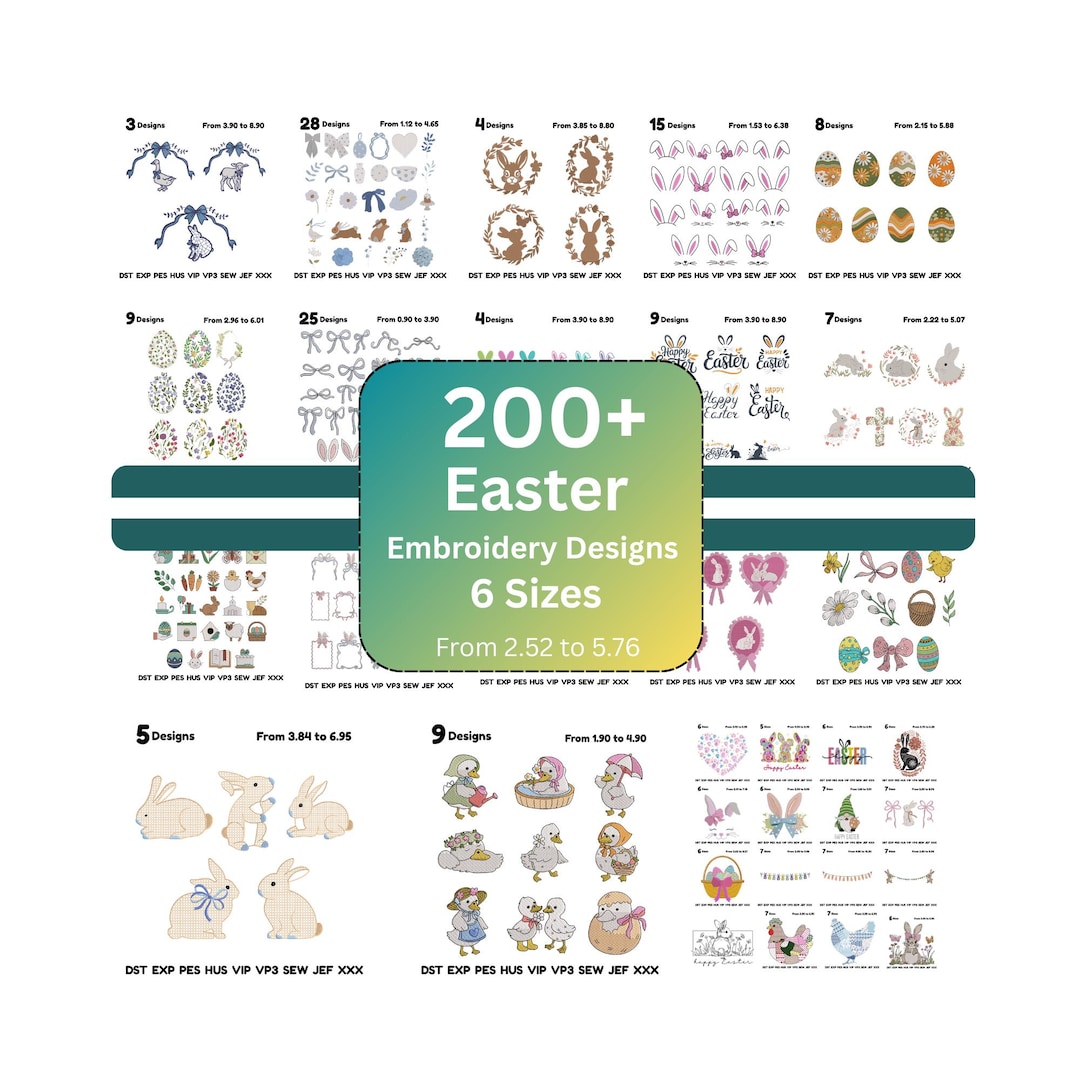 Egghead Designs Easter Embroidery Mega Bundle Bunny & Egg Designs, Machine Files ...
