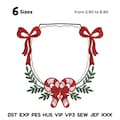 Christmas Wreath Embroidery Design Candy Cane Christmas Crest Embroidery Christmas Candy Cane Monogram Frame emb Bow and Rose Frame Emb
