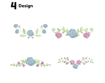 Preppy hydrangea embroidery  hydrangea floral digital embroidery Preppy floral bow embroidery Preppy hydrangea crest embroidery bundle