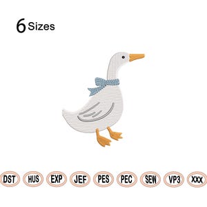 Lovely Goose with Bow Multiple Size Embroidery,easter embroidery Cute Silly Goose Machine Embroidery Design,Goose Silhouette embroidery