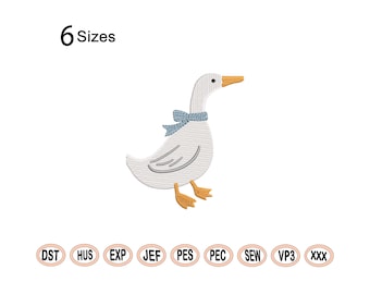 Lovely Goose with Bow Multiple Size Embroidery,easter embroidery Cute Silly Goose Machine Embroidery Design,Goose Silhouette embroidery