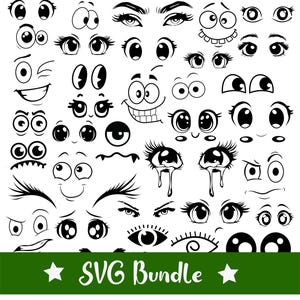 Cartoon eyes SVG, Cut file , PNG, Cute eyes clipart, Emotions SVG , Eyes Vectors Bundle, Stamp , cricut , Silhouette