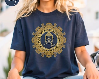 Buddha Mandala Unisex T-shirt, Buddha Tee, Buddhistisk gåva, Buddhismskjorta, Buddhistälskare, T-shirt för buddhister