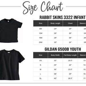the size chart for a t - shirt