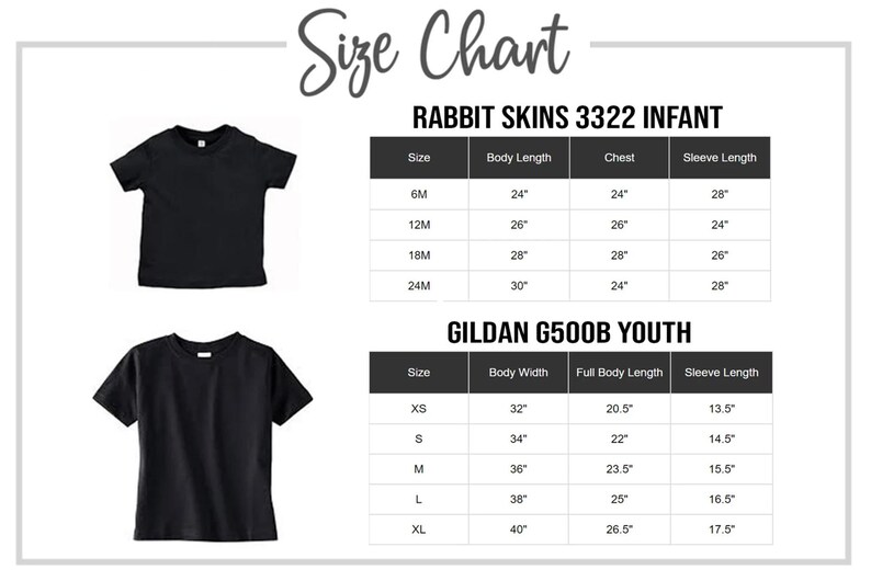 the size chart for a t - shirt