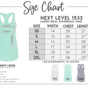 the size chart for a women's tank top