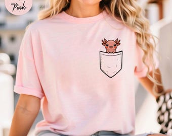 Camiseta unisex para amantes de los ajolotes, camiseta de bolsillo para ajolotes, camiseta bonita para ajolotes, regalo para ajolotes, amante de los ajolotes, dueño de ajolotes, ropa para ajolotes