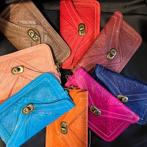 100 % handgefertigte marokkanische Geldbörse aus Leder (verschiedene Farben)
