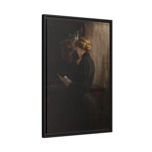 Reproducción de impresión de arte de pared enmarcada en lienzo Cartas de amor de abuelas de James Carroll Beckwith en marco de madera de pino
