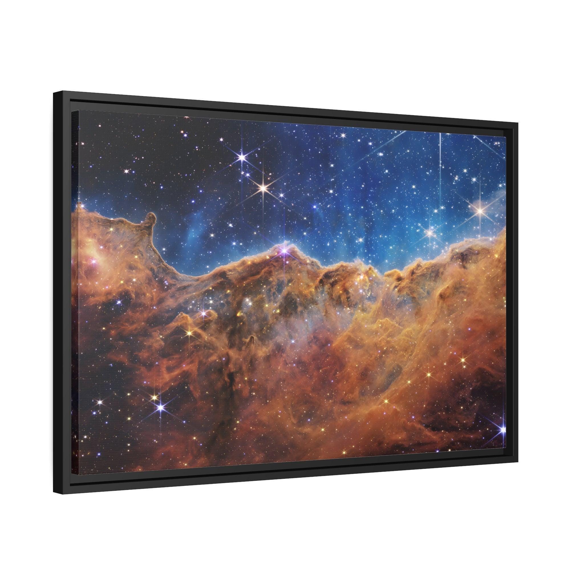 Carina Nebula Framed Canvas Print – James Webb Telescope, Cosmic