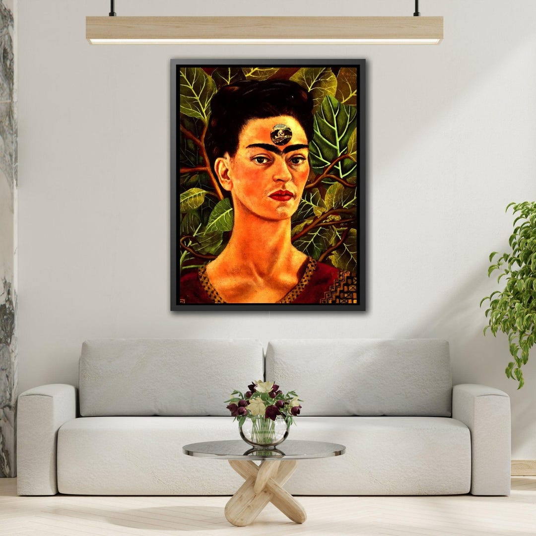 Mexico Famous Frida Kahlo Thinking About Death Framed Canvas Wall