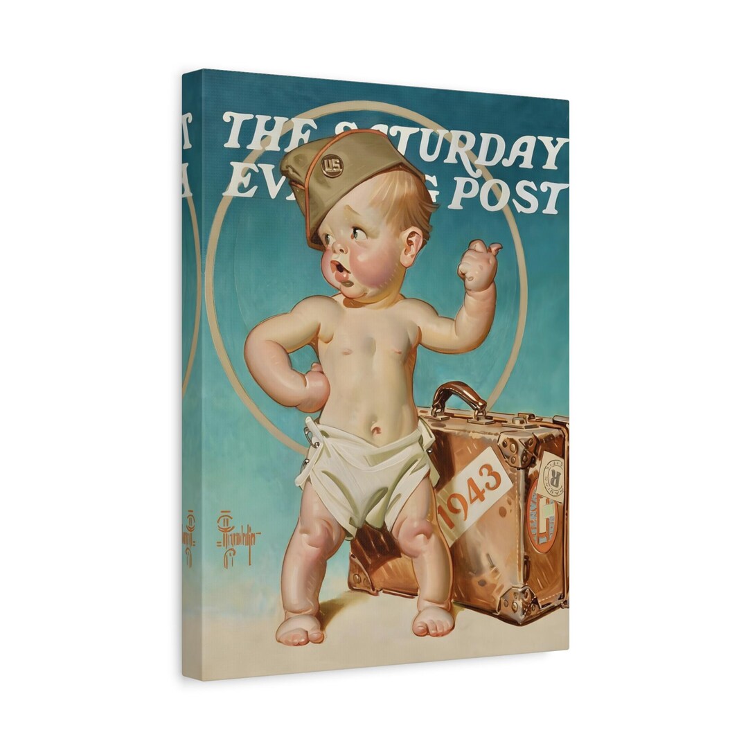 JC Leyendecker New Years Baby Hitching to War - Stunning Canvas Wall ...