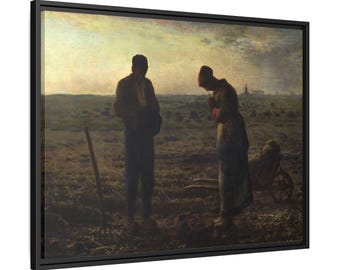 Jean Francois Millet Angelus - Oprawiona reprodukcja na płótnie w ramie z drewna sosnowego