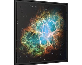 Teleskop Hubble'a NASA uchwycił mgławicę supernowej w kosmosie - oprawiona w ramę reprodukcja obrazu na płótnie w kolorze Pinewood