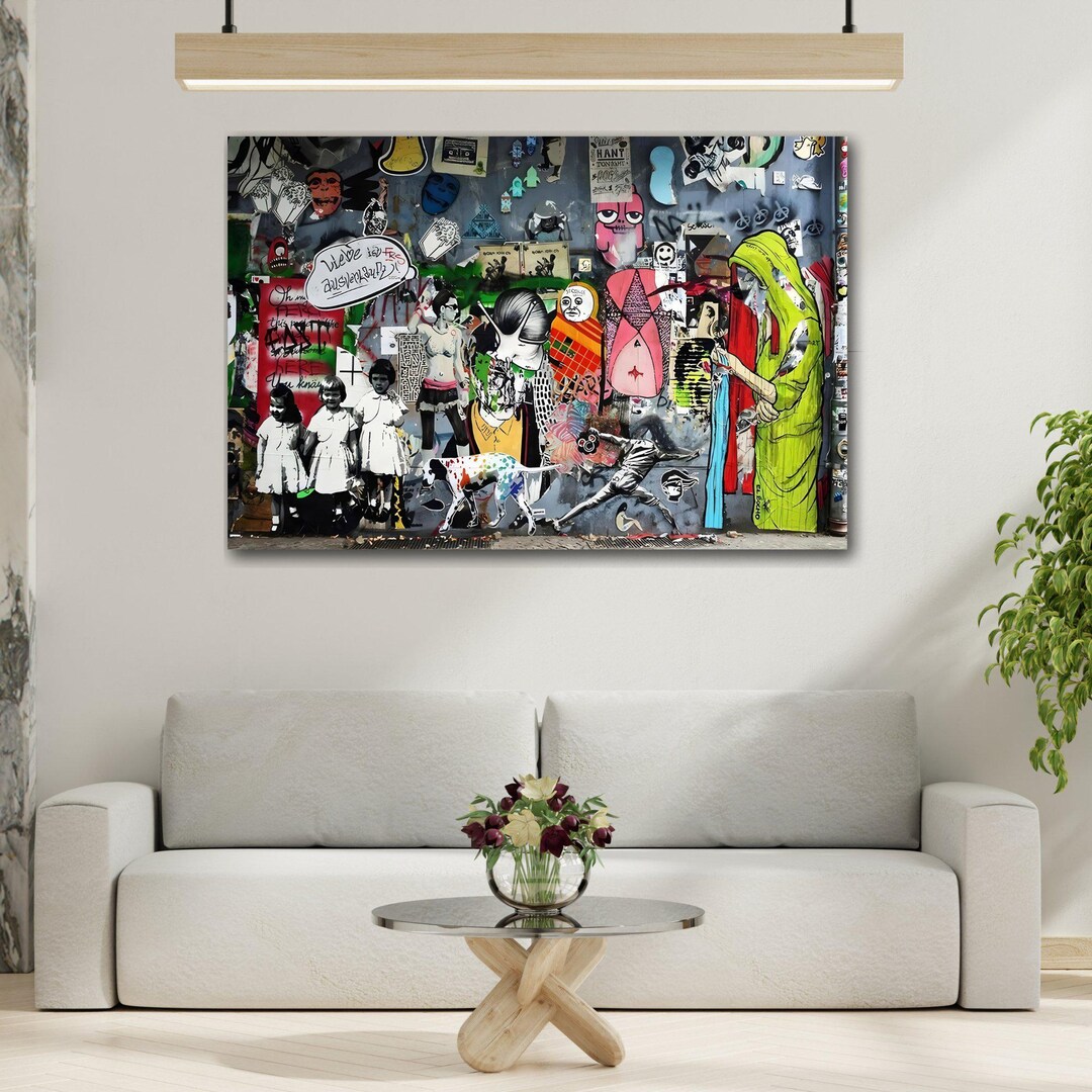 Banksy Street Graffiti Style - Canvas Wall Art Print Reproduction - Etsy