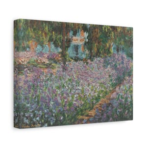 Claude Monet The Artists Garden at Giverny - Framed Canvas Wall Art Print Reproduction