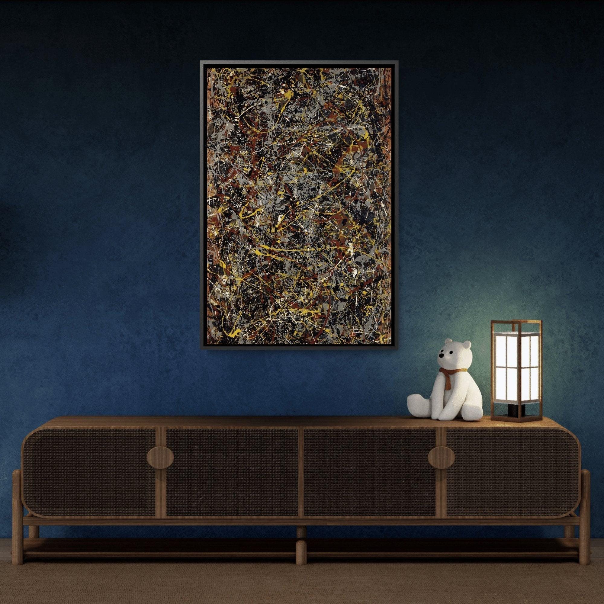 Jackson Pollock Number 5 - Framed Canvas Wall Art Reproduction in