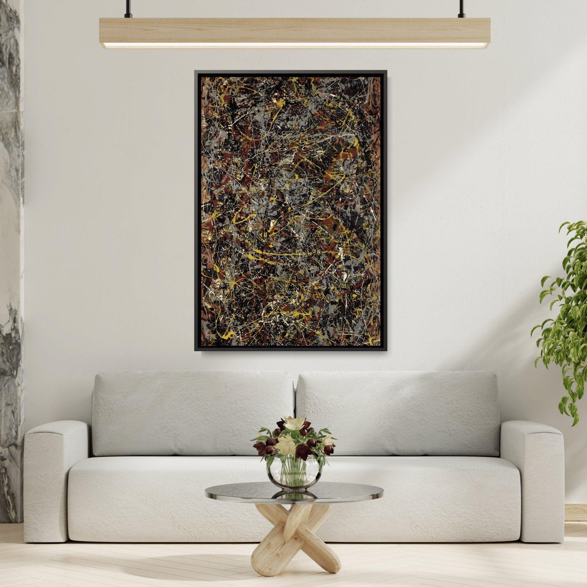 絵画 No.5 Jackson Pollock Number 5 - Framed Canvas Wall Art Reproduction in
